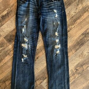 Buckle Distressed Blue Denim Jeans Jake